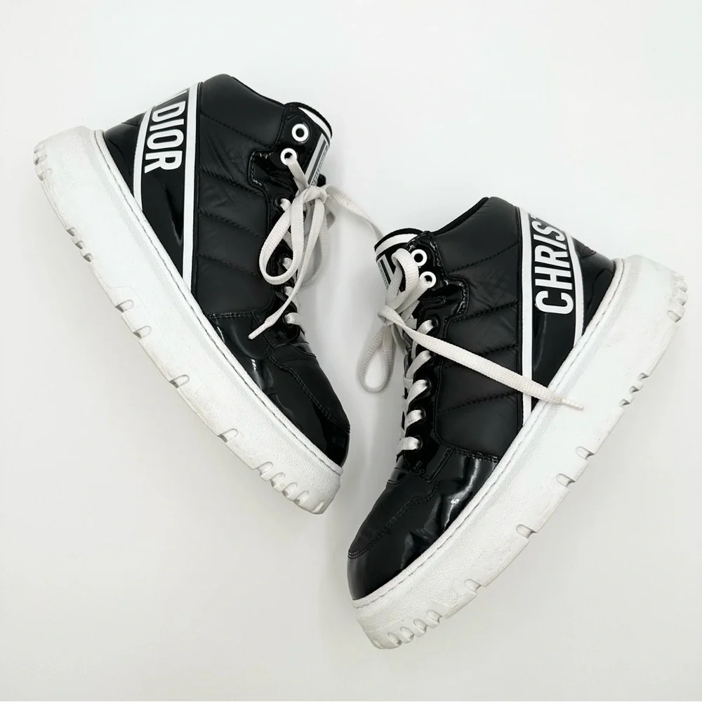 Dior D-Player High Top Quilted Nylon Sneakers Women’s